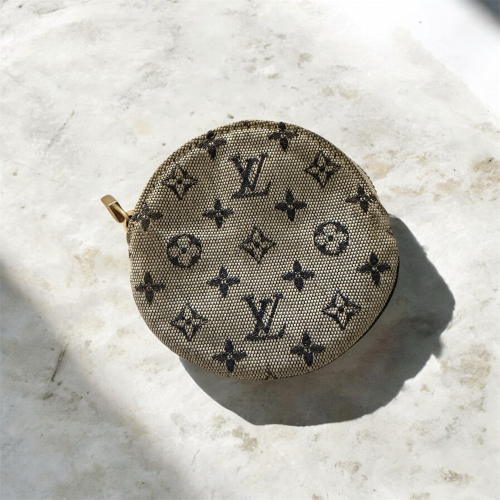 Louis Vuitton Mini Lin Monogram Canvas Coin Pouch - Blue Denim